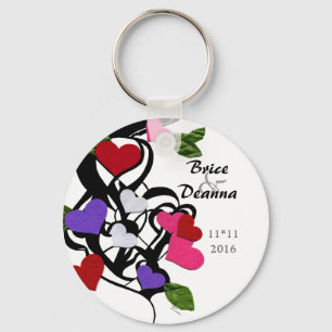 Porte-clés Faveur de mariage de feutre de coeur