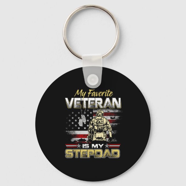 Porte-clés Favorite veteran is stepdad flag fathers veteransF (Recto)