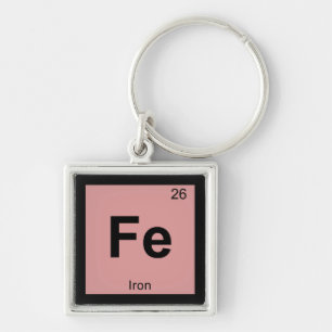 Porte-clés Fe - Chimie du fer Symbole du tableau périodique É