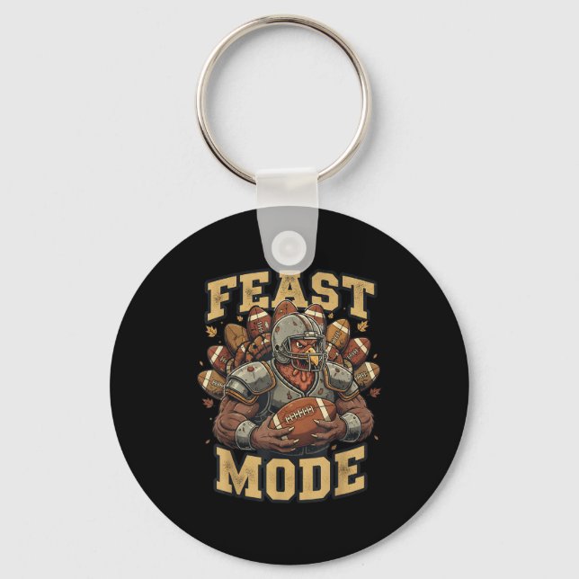 Porte-clés Feast Mode Turkey Football Thanksgiving Funny Vint (Recto)