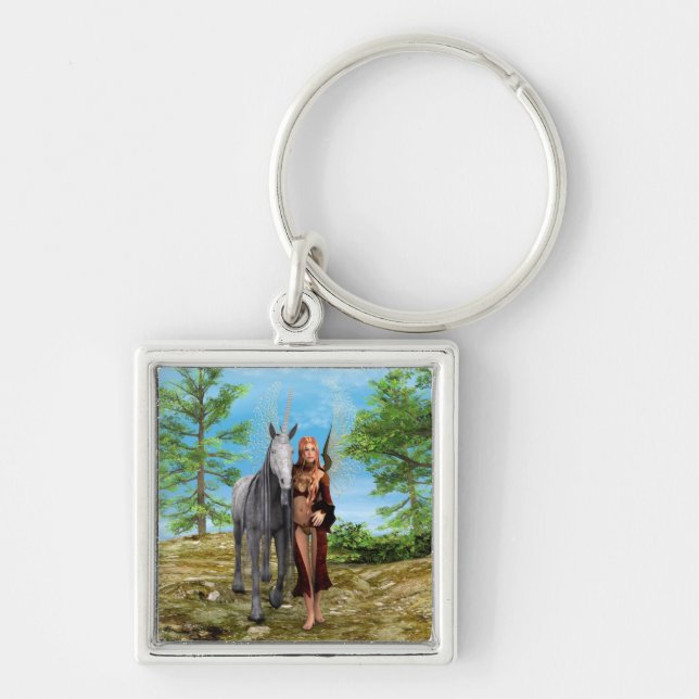 Porte-clés Fée avec licorne (Devant)