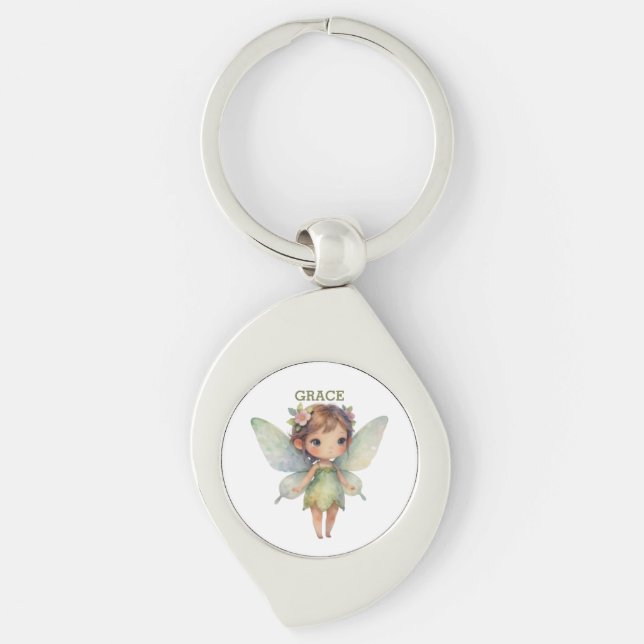 Porte-clés Fée de la Forêt Enchantée : lutin vert pastel (Devant)