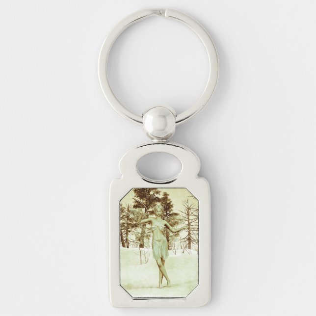 Porte-clés Fée d'hiver dans l'art de fantaisie de forêt ennei (Devant)