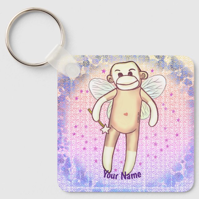 Porte-clés Fée singe en chaussette  (Recto)