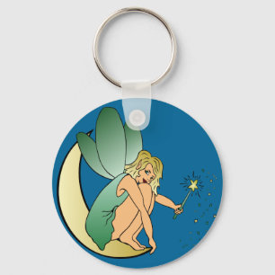 Porte-clés Fée sur le porte - clé de lune
