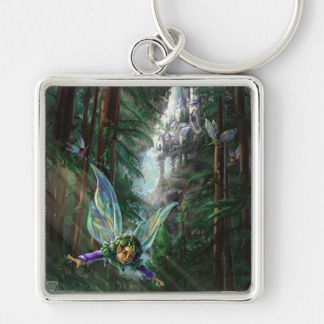 Porte-clés Fées de la forêt et château de la cascade (Devant)
