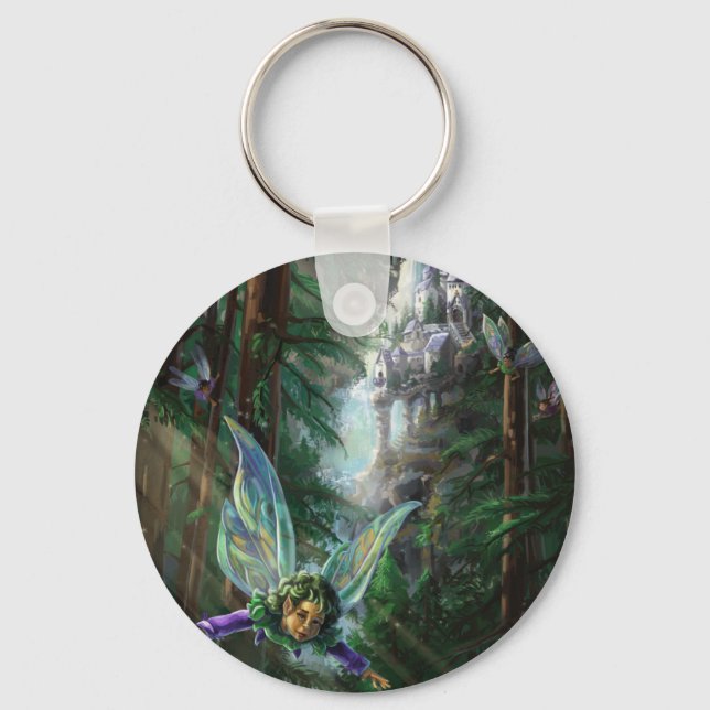 Porte-clés Fées de la forêt et château de la cascade (Recto)