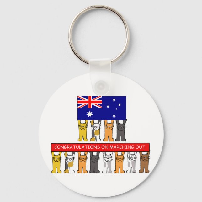 Porte-clés Félicitations à Marching Out, Australie. (Recto)