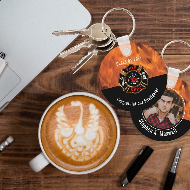 Porte-clés Félicitations Classe de Pompiers Flammes | Nom (Créateur téléchargé)