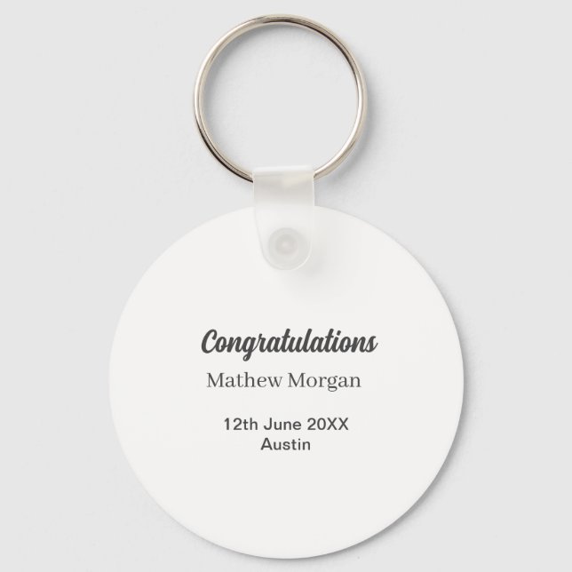 Porte-clés Félicitations félicitations diplômé nom année clas (Recto)