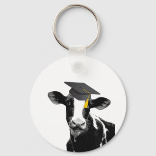 Porte-clés Félicitations Graduation Funny Cow en Casquette