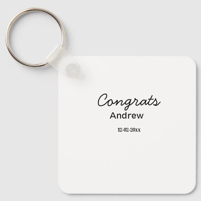 Porte-clés Félicitations minimales simples ajouter nom date a (Recto)