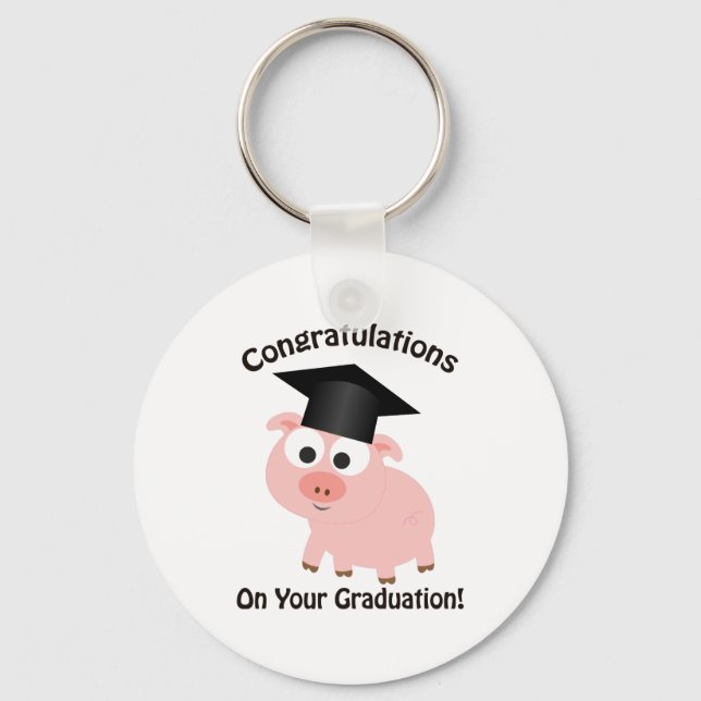 Porte-clés Félicitations pour votre diplôme ! Cochon (Recto)