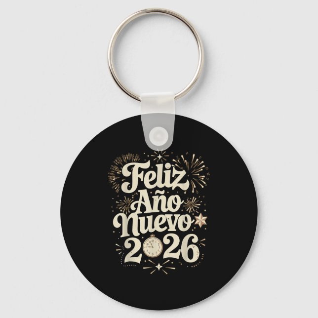 Porte-clés Feliz Año Nuevo 2026 Happy New Year Spanish Mexica (Recto)