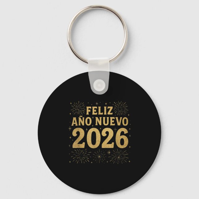 Porte-clés Feliz Año Nuevo 2026 Spanish New Year Gold Firewor (Recto)