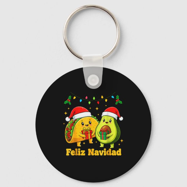 Porte-clés Feliz Navidad Avocado Tacos Mexican Xmas Family Ma (Recto)
