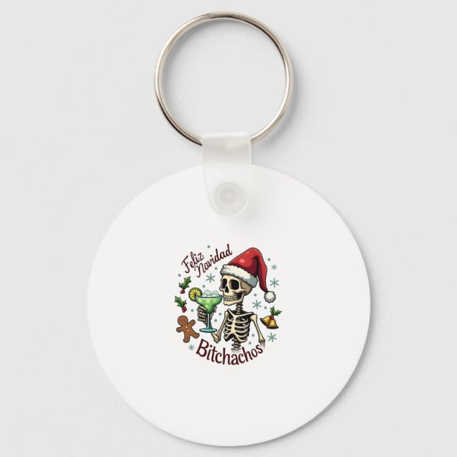 Porte-clés Feliz Navidad Bitchachos Funny Skull Spanish Merry (Recto)