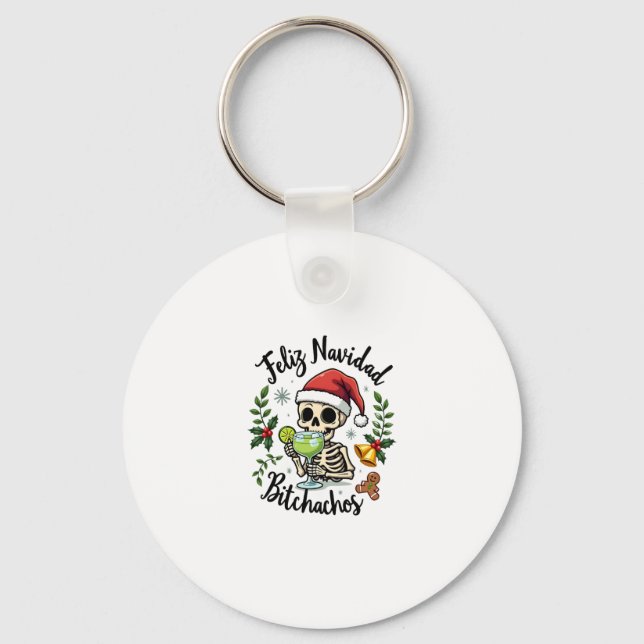 Porte-clés Feliz Navidad Bitchachos Funny Skull Spanish Merry (Recto)