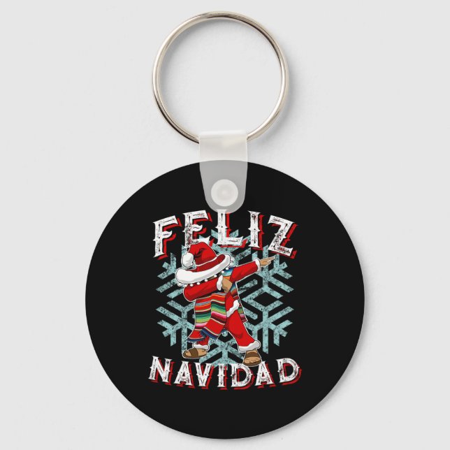 Porte-clés Feliz Navidad Dabbing Noël Sombrero (Recto)