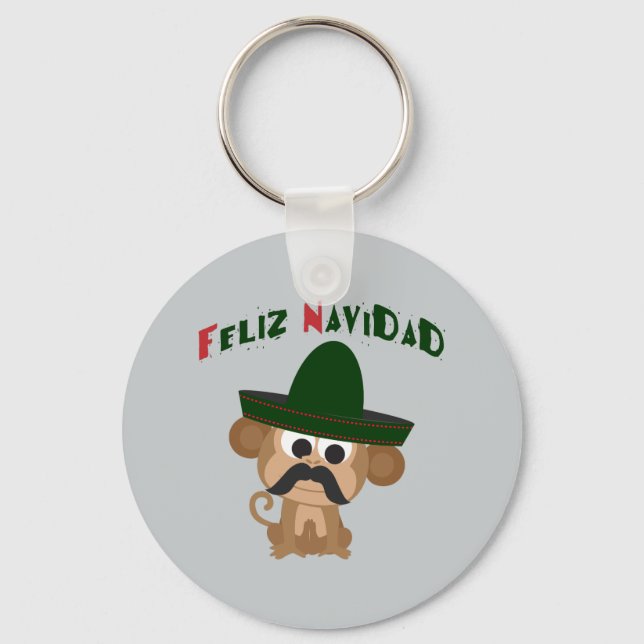 Porte-clés Feliz Navidad ! Singe mignon (Recto)