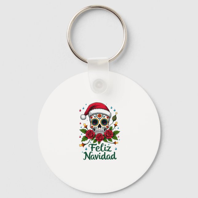 Porte-clés Feliz Navidad Sugar Skull Mexican Christmas T-Shir (Recto)