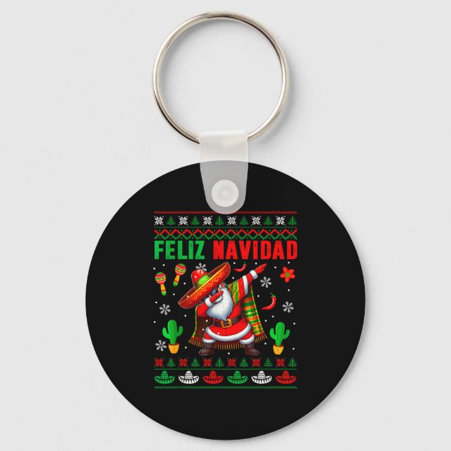 Porte-clés Feliz Navidad Xmas Sweater Santa Sombrero Dabbing  (Recto)