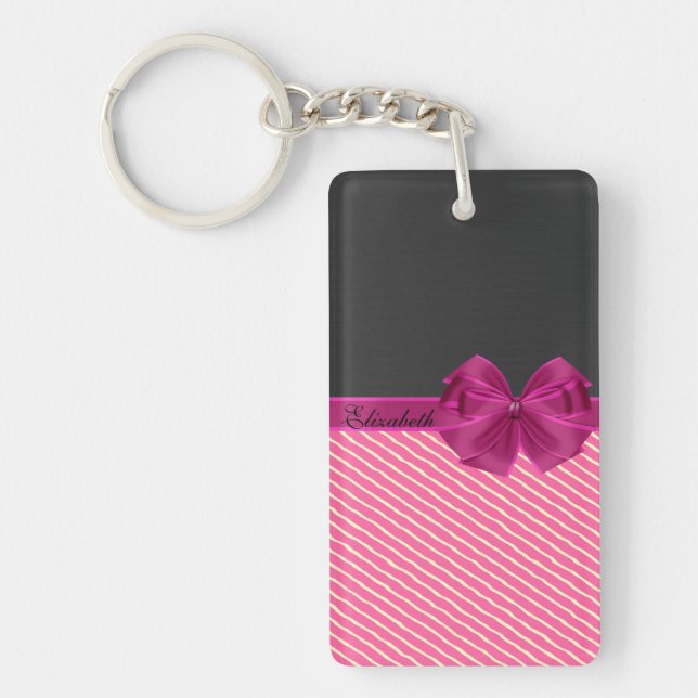 Porte-clés Féminines Rayures Moderne Chic - Personnalisées (Devant)