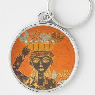 Porte-clés Femme africaine portant un panier - Impression d'a