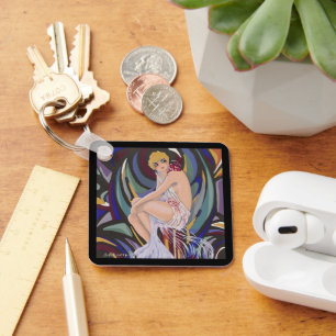 Porte-clés Femme Art Déco Vintage avec Draperies par S. Chomp
