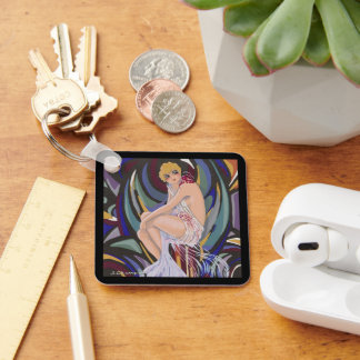 Porte-clés Femme Art Déco Vintage avec Draperies par S. Chomp