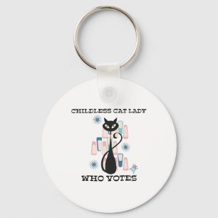 Porte-clés Femme au chat sans enfant qui vote les chats du mi