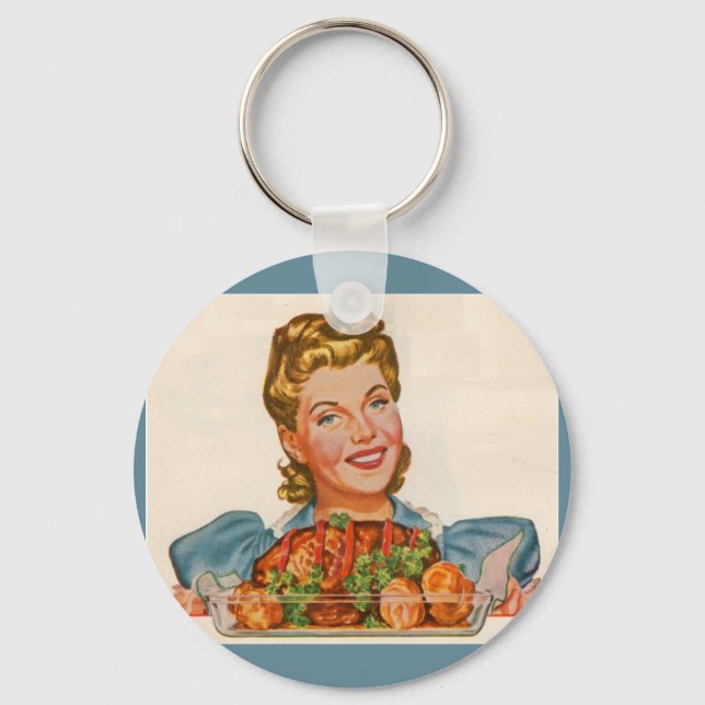 Porte-clés femme au foyer fière de son dîner création (Recto)