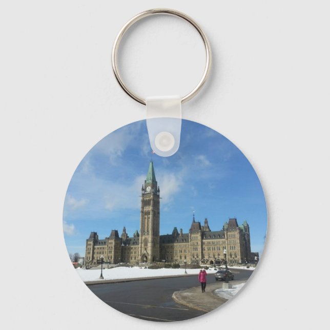 Porte-clés Femme au Parlement canadien à Ottawa (Recto)