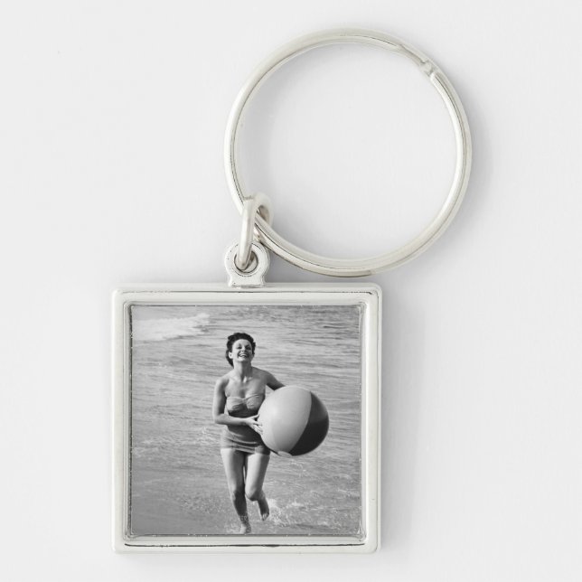 Porte-clés Femme avec du ballon de plage (Devant)