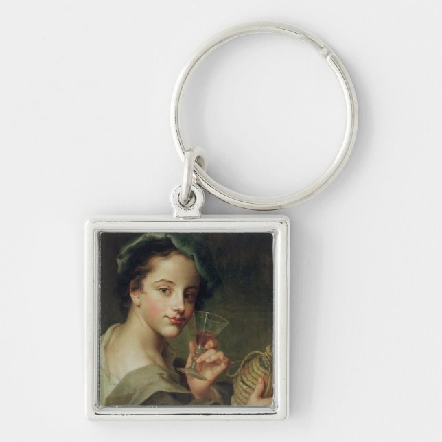 Porte-clés Femme avec un verre de vin (Devant)