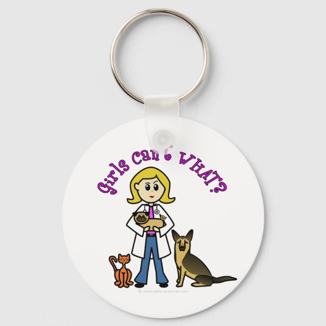 Porte-clés Femme blonde Vétérinaire (Recto)