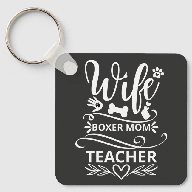 Porte-clés Femme Boxer Maman Enseignant Drôle Chien (Recto)