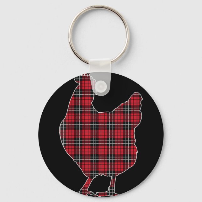 Porte-clés Femme Buffle rouge Plaid Chicken Correspondant Fam (Recto)
