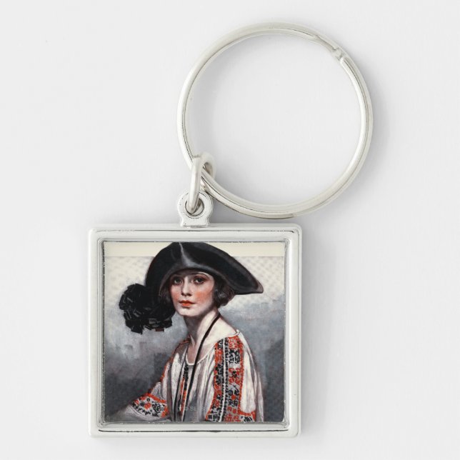 Porte-clés Femme dans le chemisier brodé (Devant)