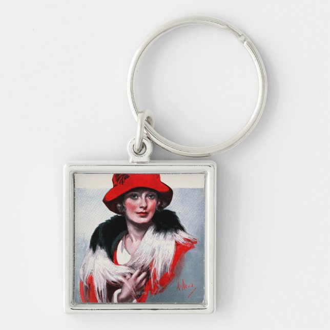 Porte-clés Femme dans Red Hat (Devant)