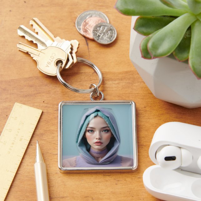 Porte-clés Femme d'art de sable faciale (Bureau)