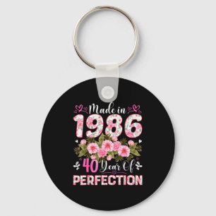 Porte-clés Femme de 40 ans fabriquée en 1986 Fleurie 40e anni