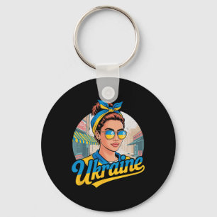 Porte-clés Femme de style rétro ukrainien Graphisme Fierté cu