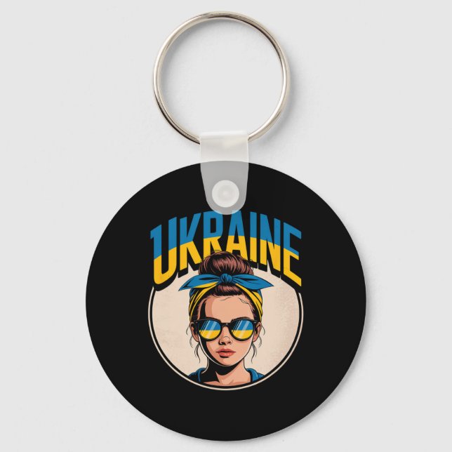 Porte-clés Femme de style rétro ukrainien Graphisme Fierté cu (Recto)