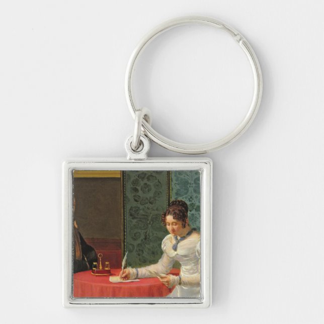 Porte-clés Femme écrivant une lettre (Devant)