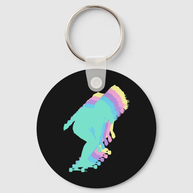 Porte-clés Femme en longboard faisant du skateboard Longboard (Recto)
