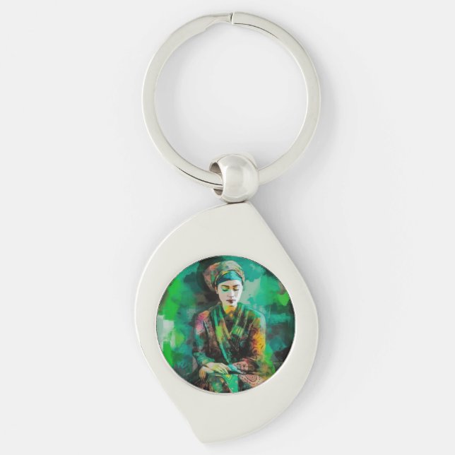 Porte-clés Femme en vert (Devant)