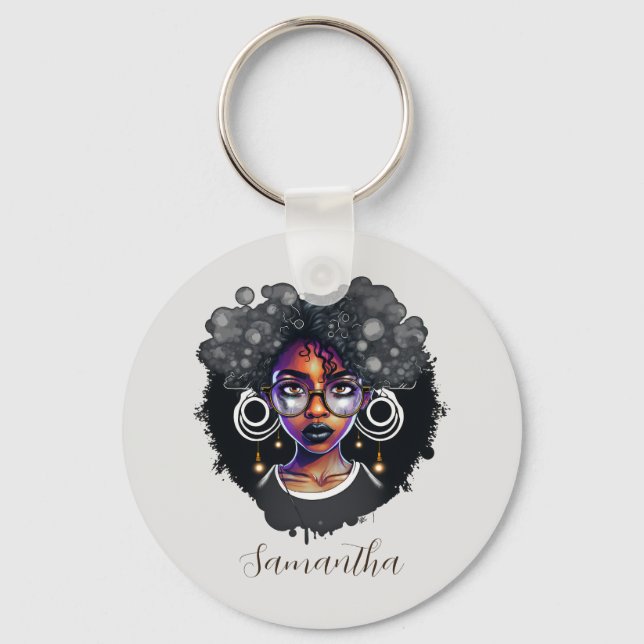 Porte-clés Femme Goth Afro (Recto)