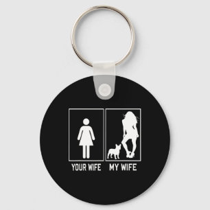 Porte-clés Femme Ma Femme Bouledogue Français Amusant Frenchi