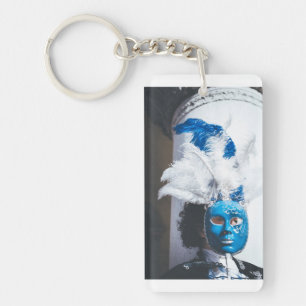 Porte-clés Femme masquée bleue au carnaval de Venise